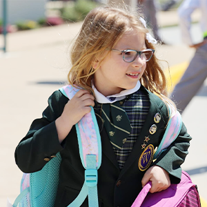 Best Private Schools Near Me | Top Private Elementary School | Student Outside with Her Backpack