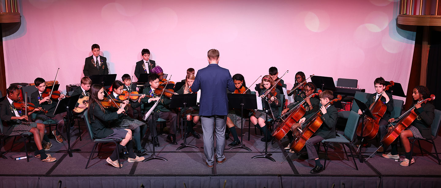 Orchestra ensemble playing a concert